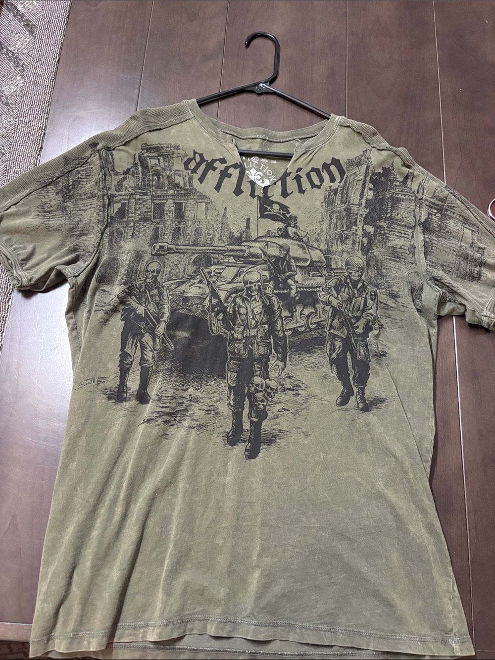 Affliction Olive Green Military Graphic Tee